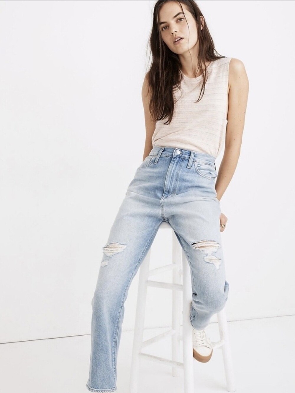 Madewell Light Blue Distressed Boot Cut Jeans